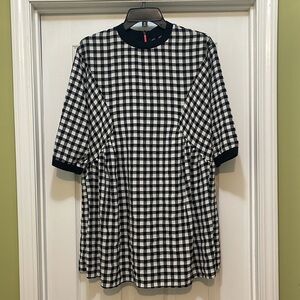 Trafaluc Zara - black, gray and white gingham check oversized tunic/dress - S
